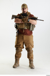 Whole Body Weapons-Rifle Man Pose with machine rifle White Army Athletic Bearded Studio photo references